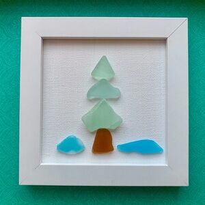 Sea Glass Tree Framed Art - Handmade